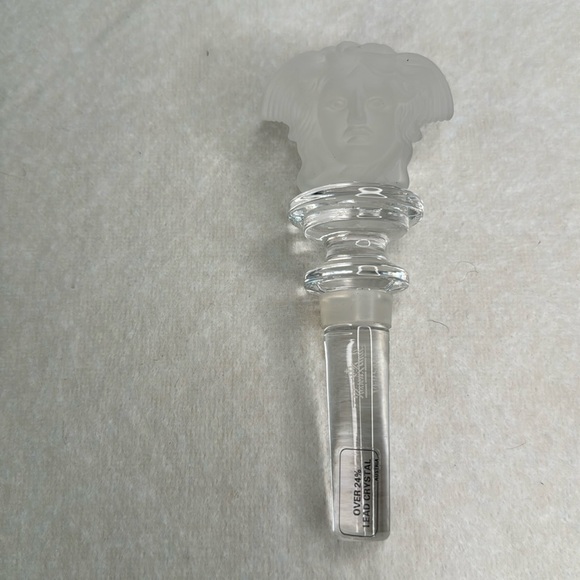 VERSACE FROSTED CLEAR MEDUSA HEAD CRYSTAL BOTTLE STOPPER ROSENTHAL - Picture 2 of 7